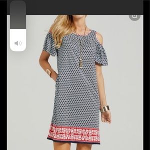 NWOT Suzanne Betro cut out shoulder dress